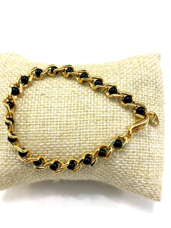 Avon Jewelry - Vintage Avon Gold-Tone Bracelet with Black Bead Accents